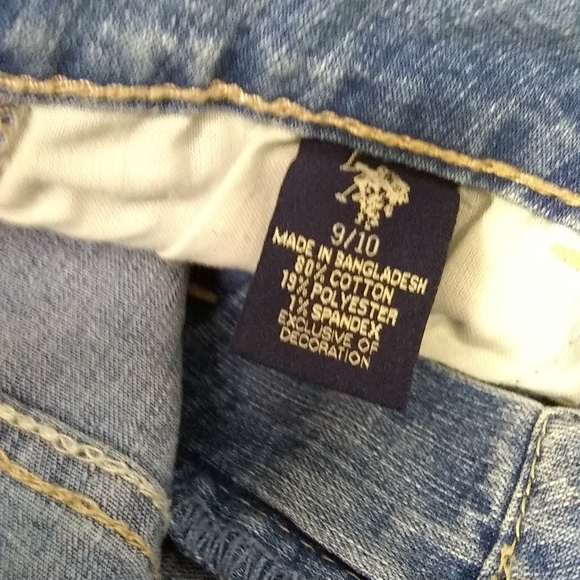 U.s. POLO ASSN. Shorts Daisy Dukes Blue Denim Distressed Jeans Size 9/10 - Picture 7 of 8